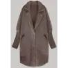 Dlhý vlnený dámsky kabát alpaka MODA7108 čokoládový
