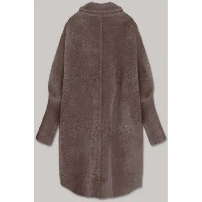 Dlhý vlnený dámsky kabát alpaka MODA7108 čokoládový