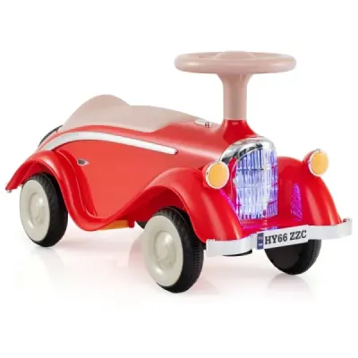 Šmykľavé auto klasické šmykľavé auto s volantom klaksón LED svetlomety červené