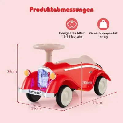 Šmykľavé auto klasické šmykľavé auto s volantom klaksón LED svetlomety červené