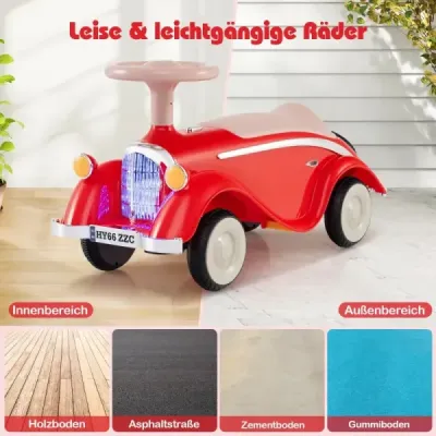 Šmykľavé auto klasické šmykľavé auto s volantom klaksón LED svetlomety červené