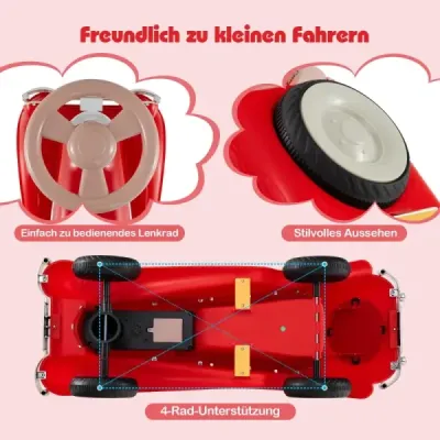 Šmykľavé auto klasické šmykľavé auto s volantom klaksón LED svetlomety červené