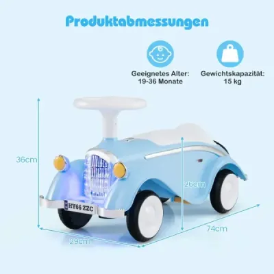 Šmykľavé auto klasické šmykľavé auto s volantom klaksón LED svetlomety modré