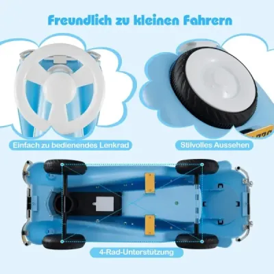 Šmykľavé auto klasické šmykľavé auto s volantom klaksón LED svetlomety modré