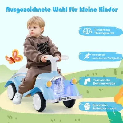 Šmykľavé auto klasické šmykľavé auto s volantom klaksón LED svetlomety modré