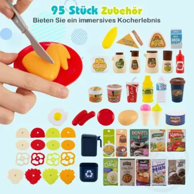 Detská kuchynka s 95 doplnkami Kuchynka na hranie Kuchynka pre bábiky Kuchynka na hranie pre deti od 3 rokov Modrá