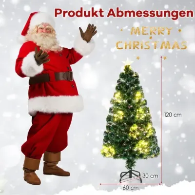 120cm umelý vianočný stromček zo sklenených vlákien s osvetlením