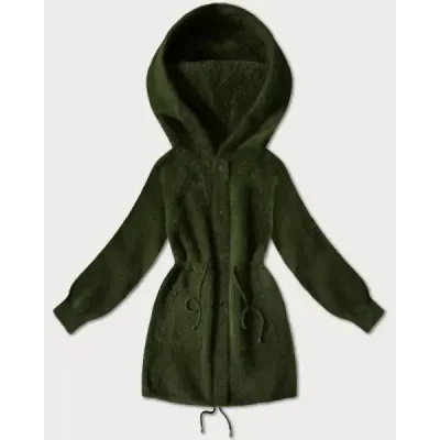 Vlnená dámska bunda typu alpaka MODA017 army