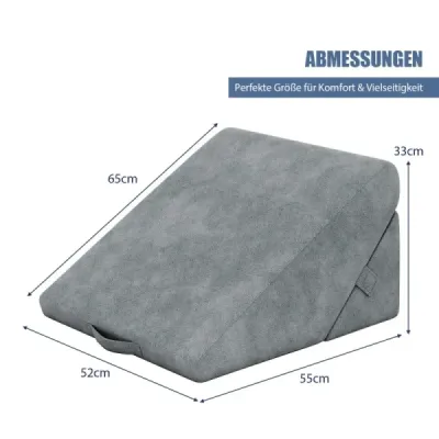 Vankúš na lôžko s nastaviteľnou penou na ležanie Klinový vankúš 58 x 50,5 x 36 cm Sivá