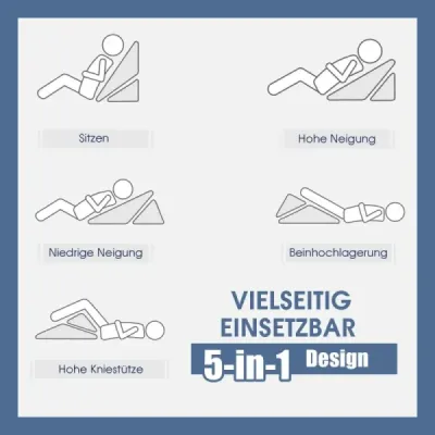 Vankúš na lôžko s nastaviteľnou penou na ležanie Klinový vankúš 58 x 50,5 x 36 cm Sivá