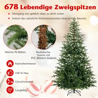 210 cm umelý vianočný stromček s 250 pestrofarebnými LED svetlami Umelý vianočný stromček