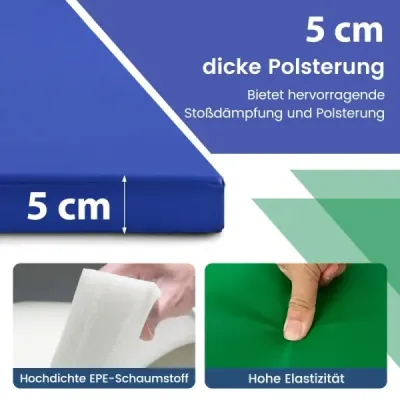 300 x 117 x 5 cm Mäkká podlahová rohož zo syntetickej kože s držadlami na prenášanie a upevnením na šplhanie Farebná