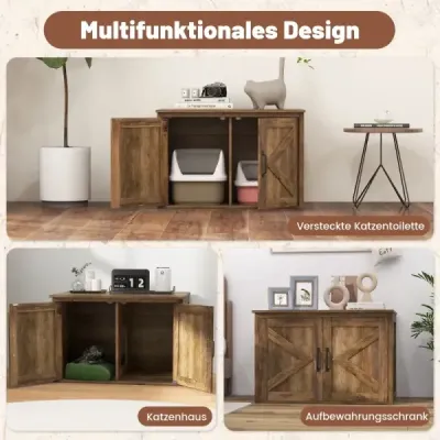 Zásobník na podstielku pre mačky s dvojitými dvierkami Skriňa pre mačky Deliaca stena Domček pre mačky Skriňa na podstielku Dub