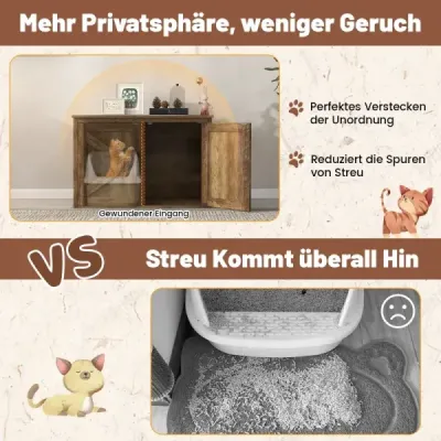 Zásobník na podstielku pre mačky s dvojitými dvierkami Skriňa pre mačky Deliaca stena Domček pre mačky Skriňa na podstielku Dub