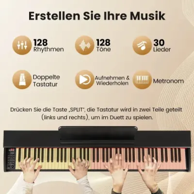 Digitálne piano 88 klávesov s kladivkovou mechanikou s váženou klaviatúrou elektrické piano s nábytkovým stojanom čierne