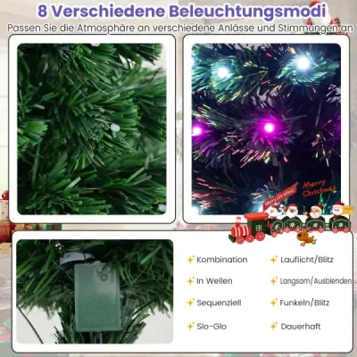 93 cm Predsvietený umelý vianočný stromček Vianočný stromček s pestrofarebnými sklenenými vláknami 96 fialových a bielych LED diód Zelená