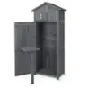 Záhradný prístrešok 180,5 cm vysoká skrinka na náradie na vonkajšie použitie s uzamykateľnými dverami skladací stôl sivý