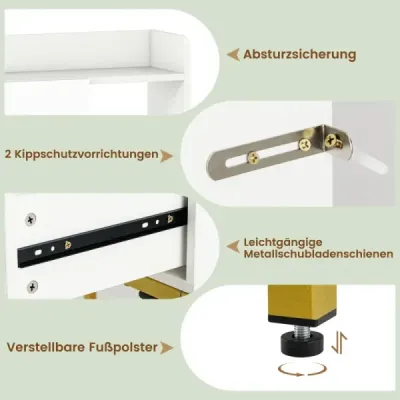 Toaletný stolík so zrkadlom Toaletný stolík s nabíjacími zásuvkami otvorenými policami a zrkadlovou skriňou do spálne Biela Toaletný stolík so zrkadlom Toaletný stolík s nabíjacími zásuvkami otvorenými policami a zrkadlovou skriňou do spálne Biela