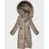 Dámska zimná bunda do polovice stehien MODA8535 tmavobéžová