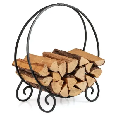 59 cm stojan na palivové drevo skladací stojan na palivové drevo na vnútorné a vonkajšie použitie robustný kovový stojan čierny