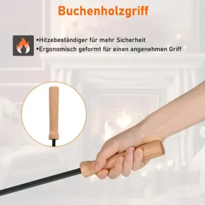 4-dielna súprava krbového náradia robustná kovová krbová súprava s pohrabáčom lopatou kefou a robustným držiakom čierna 4-dielna súprava krbového náradia robustná kovová krbová súprava s pohrabáčom lopatou kefou a robustným držiakom čierna