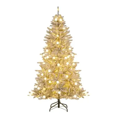 180 cm umelý vianočný stromček pokrytý snehom s 51 guľatými svetielkami, 250 teplými bielymi LED svetielkami a 637 konármi.