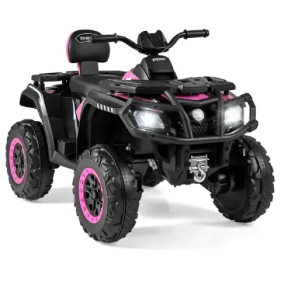 Detské ATV 24V 2-miestne štvorkolesové elektrické vozidlo so 4 motormi s mäkkým štartom a odpružením LED svetlá hudba ružové