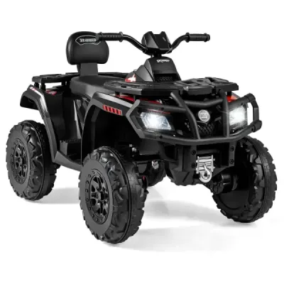 Detské ATV 24V 2-miestne štvorkolesové elektrické vozidlo so 4 motormi s mäkkým štartom a odpružením LED svetlá hudba  čierne