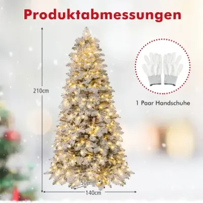 210 cm umelý vianočný stromček zasnežený vianočný stromček vopred zostavený skladací vianočný stromček zelený