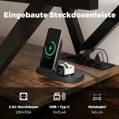 Televízny stojan pre 65-palcový televízor 3-úrovňové zábavné centrum s LED svetlami Rustikálna hnedá