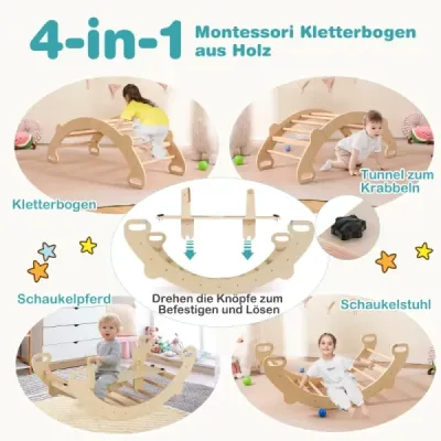 Multifunkčný hojdací oblúk 4 v 1 drevená lezecká hračka Montessori hracia súprava s lezeckým oblúkom Príroda