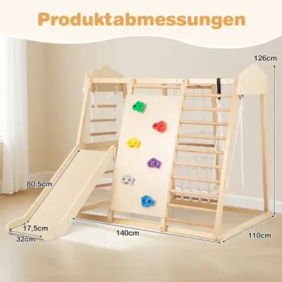 Sada 8 v 1 drevených Montessori lezeckých hračiek s lezeckými tyčami príroda