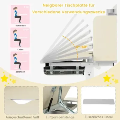 Detská stolička k písaciemu stolu Detská stolička s dvojitou opierkou chrbta a nastaviteľnou výškou  sivá Detská stolička k písaciemu stolu Detská stolička s dvojitou opierkou chrbta a nastaviteľnou výškou  sivá