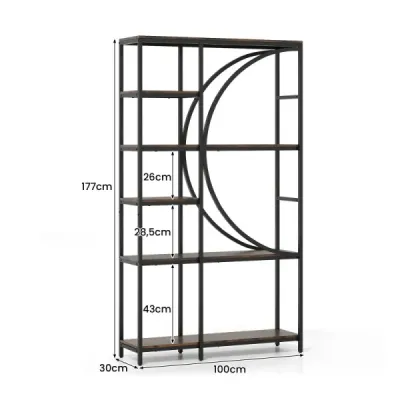 6-poschodová priemyselná kancelárska polica s otvorenými policami vysoká polica s oblúkovým dizajnom stojace police hnedé