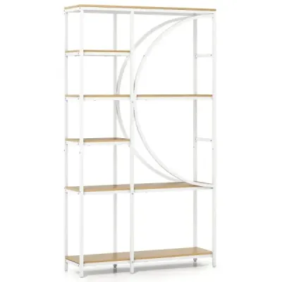 6-poschodový priemyselný kancelársky regál s otvorenými policami vysoká polica s oblúkovým dizajnom stojace police biela 6-poschodový priemyselný kancelársky regál s otvorenými policami vysoká polica s oblúkovým dizajnom stojace police biela