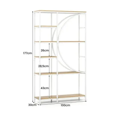 6-poschodový priemyselný kancelársky regál s otvorenými policami vysoká polica s oblúkovým dizajnom stojace police biela 6-poschodový priemyselný kancelársky regál s otvorenými policami vysoká polica s oblúkovým dizajnom stojace police biela