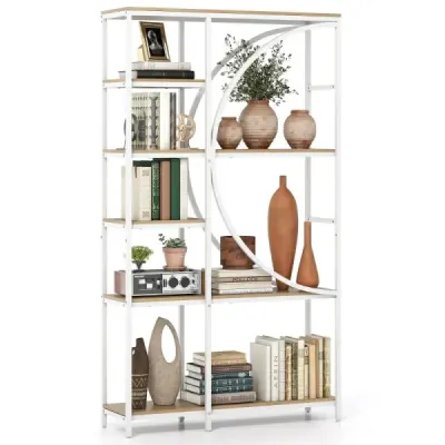 6-poschodový priemyselný kancelársky regál s otvorenými policami vysoká polica s oblúkovým dizajnom stojace police biela 6-poschodový priemyselný kancelársky regál s otvorenými policami vysoká polica s oblúkovým dizajnom stojace police biela