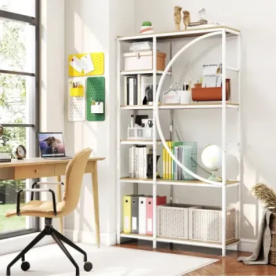 6-poschodový priemyselný kancelársky regál s otvorenými policami vysoká polica s oblúkovým dizajnom stojace police biela 6-poschodový priemyselný kancelársky regál s otvorenými policami vysoká polica s oblúkovým dizajnom stojace police biela