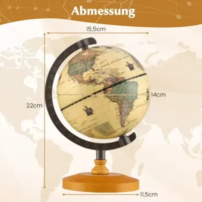 Glóbus Ø14cm s kovovým stojanom Vzdelávací/geografický glóbus hnedý