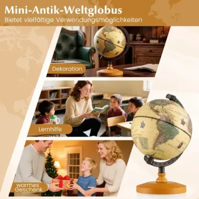 Glóbus Ø14cm s kovovým stojanom Vzdelávací/geografický glóbus hnedý