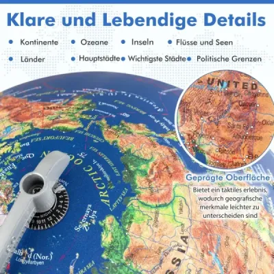 Ø30cm Osvetlený glóbus s dreveným podstavcom Vzdelávací/geografický školský glóbus Glóbus
