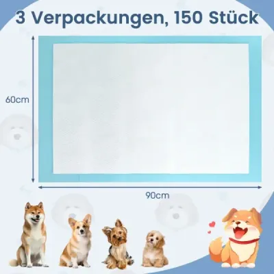Výcvikové podložky pre psov Odolné voči vodítku 6-vrstvový dizajn Podložky pre šteňatá Podložky pre šteňatá (90 x 60 cm 150 ks)