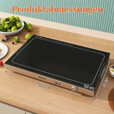 Elektrický ohrievač jedál s nastaviteľnou teplotou, povrch z tvrdeného skla, čierny