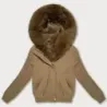 Krátka bunda S'West s kožušinovou podšívkou MODA8506 tmavobéžová