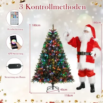 180 cm umelý vianočný stromček s 370 viacfarebnými RGB svetlami ovládanými aplikáciou