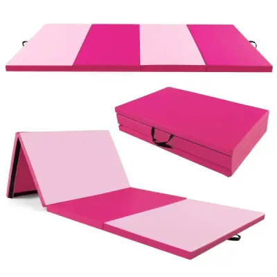300 x 117 x 5 cm Mäkká rohožka z umelej kože s rukoväťami a zapínaním na suchý zips, svetloružová