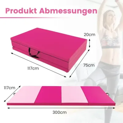 300 x 117 x 5 cm Mäkká rohožka z umelej kože s rukoväťami a zapínaním na suchý zips, svetloružová