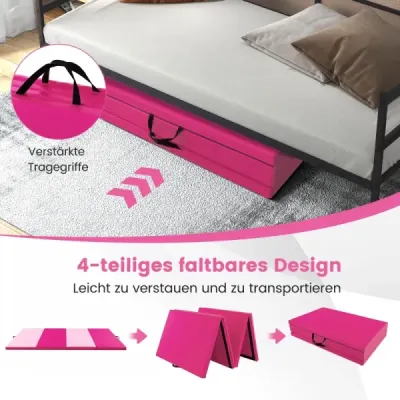 300 x 117 x 5 cm Mäkká rohožka z umelej kože s rukoväťami a zapínaním na suchý zips, svetloružová