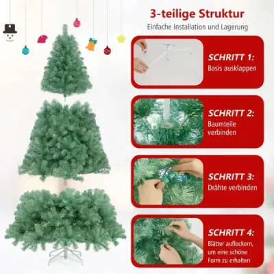 225 cm umelý vianočný stromček so svetlami Vianočný stromček s teplými bielymi LED svetlami Zelený