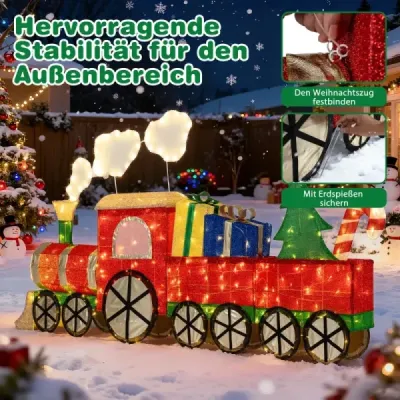 Osvetlená vlaková súprava s realistickým dymovým vianočným vlakom s vianočným stromčekom a LED svetlami
